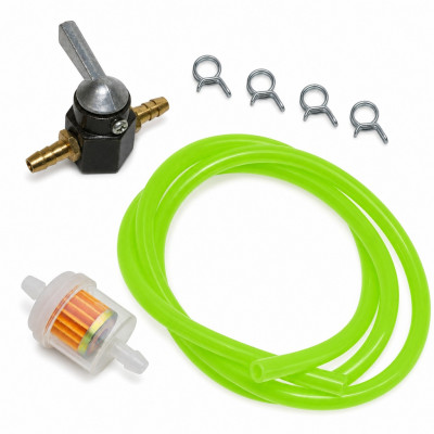 Pack robinet, filtre à essence, durite 6mm adaptables et universel pour scooter moto vert