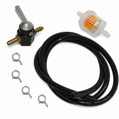 Pack robinet, filtre à essence, durite 6mm adaptables et universel pour scooter moto noir