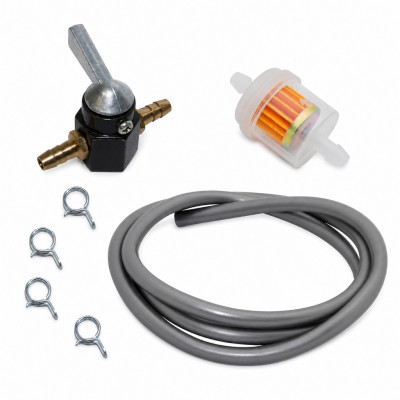 Pack robinet, filtre à essence, durite 6mm adaptables et universel pour scooter moto gris