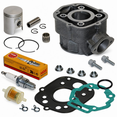 Pack reparation cylindre piston bougie, cage et accessoires : 50 à boite Derbi Senda, X-Treme, Enduro, GPR, DRD euro 3