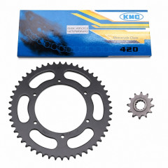 Kit chaine or remforcé 420 Dents 12x52 : 50 à boite Peugeot XR6