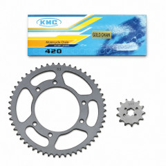Kit chaine or remforcé 420 Dents 13x53 : 50 à boite Derbi Senda après 2000