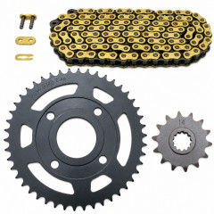 Kit chaine or remforcé 420 Dents 14x46 : 50 à boite MBK X-Power, Yamaha TZR 50