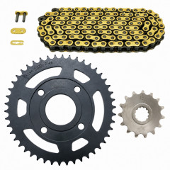 Kit chaine or remforcé 420 Dents 15x46 : 50 à boite MBK X-Power, Yamaha TZR 50