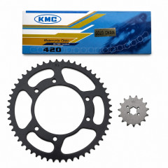 Kit chaine or remforcé 420 Dents 15x53 : 50 à boite Derbi Senda après 2000
