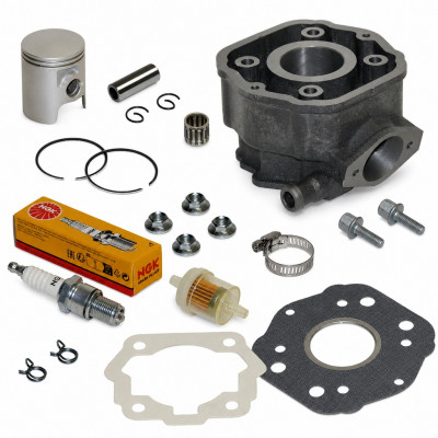 Pack reparation cylindre piston bougie, cage et accessoires : 50 à boite Derbi Senda, X-Treme, Enduro, GPR, DRD euro 2