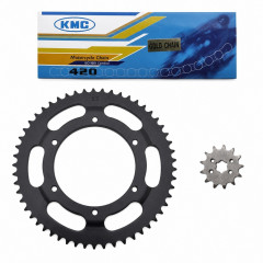 Kit chaine or remforcé 420 Dents 12x52 : 50 à boite Aprilia RS4 apres 2005, Derbi SM, DRD Racing Evo, GPR Nude