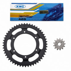 Kit chaine or remforcé 420 Dents 13x52 : 50 à boite Aprilia RS4 apres 2005, Derbi SM DRD Racing, Evo, GPR Nude
