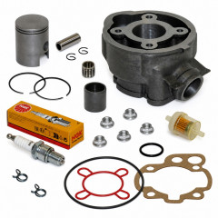 Pack reparation cylindre piston bougie, cage et accessoires : 50 à boite minarelli am6, Aprilia RS, Yamaha TZR, Peugeot XP6, MBK X-Limit, Beta RR