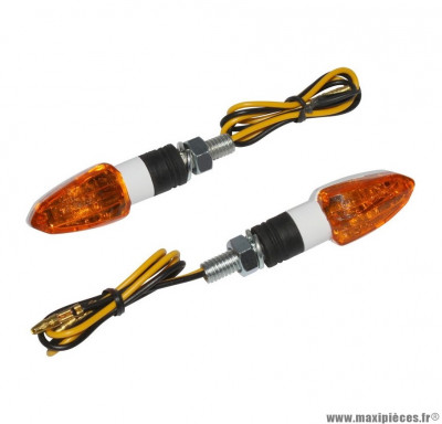 PAIRE DE CLIGNOTANTS MICRO TRIANGLE EN BLANC - ORANGE