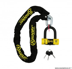 ANTIVOL A CHAINE AUVRAY X.LOCK 1.20M MAILLON DIAM 10mm AVEC U XTREM MINI 52x65mm DIAM 16mm (U CLASSE SRA)