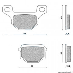 PLAQUETTE DE FREIN NEWFREN POUR RIEJU 50 MRT AR - DERBI 125 GPR 2009+ AR - APRILIA 125 RS4 2011+ AR (L 88mm - 56mm - H 49mm - 36mm - P 7.8mm - 10.2mm) (FD0077BA) (SCOOTER ACTIVE ORGANIQUE)