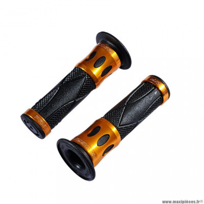 PAIRE DE REVETEMENT PROGRIP 728 DE LONGUEUR 122mm EN NOIR AVEC BAGUE EN ALU OR