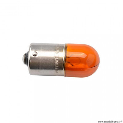 AMPOULE / LAMPE DE CLIGNOTANT 12V 10W NORME RY10W CULOT BAU15S GRAISSEUR ERGOTS DECALES STANDARD EN ORANGE