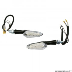 PAIRE DE CLIGNOTANTS UNIVERSEL MOTO A LEDS AVOC METAL HANDA TRANSPARENT NOIR 24 LEDS HOMOLOGUE CE