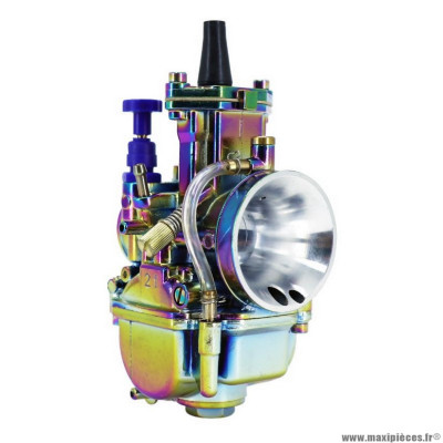 CARBURATEUR PWK 21 TITANIUM A BOISSEAU PLAT AVEC POWERJET ET STARTER A TIRETTE BOOSTER SPIRIT - ROCKET - STUNT - NITRO - OVETTO - BWS - NG - AEROX - DERBI 6VTS - APRILIA 6VTS - MINARELLI AM6