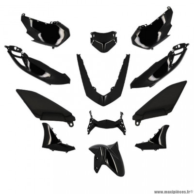 KIT HABILLAGE CARROSSERIE NOIR BRILLANT YAMAHA NMAX 125 A PARTIR DE 2021 (12 PIECES)