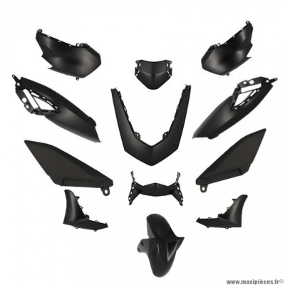 KIT HABILLAGE CARROSSERIE NOIR MAT YAMAHA NMAX 125 A PARTIR DE 2021 (12 PIECES)