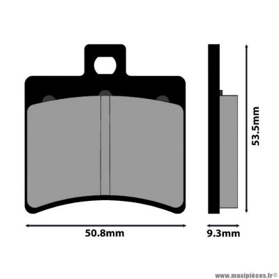 PLAQUETTE DE FREIN POLINI POUR PEUGEOT 125 CITYSTAR R - DERBI 125-250 RAMBLA - BENELLI 250 VELVET - APRILIA 50 SCARABEO DITECH, 300 ATLANTIC (L 50.8mm - H 53.5mm - P 9.3mm) (174.0020) (ORIGINAL)